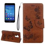 For Huawei  Honor 5c Pressed Flowers Butterfly Pattern Horizontal Flip Leather Case with Holder & Card Slots & Wallet & Lanyard (Brown)