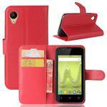 Litchi Texture Horizontal Flip Leather Case for Wiko SUNNY2, with Holder & Card Slots & Wallet(Red)