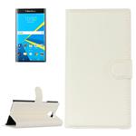 For Blackberry Priv Litchi Texture Horizontal Flip Leather Case with Magnetic Buckle & Holder & Card Slots & Wallet(White)