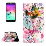 For LG K10 (2017) Gloss Oil Embossed Flower Elephant Pattern Horizontal Flip Leather Case with Holder & Card Slots & Wallet & Photo Frame