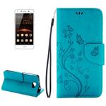 For Huawei  Y5II Pressed Flowers Horizontal Flip Leather Case with Magnetic Buckle & Holder & Card Slots & Wallet(Blue)