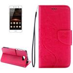 For Huawei  Y5II Pressed Flowers Horizontal Flip Leather Case with Magnetic Buckle & Holder & Card Slots & Wallet(Magenta)