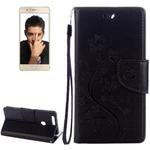 For Huawei  Honor 8 Flowers Embossing Horizontal Flip Leather Case with Holder & Card Slots & Wallet & Lanyard(Black)