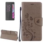 For Sony Xperia XA Ultra Flowers Embossing Horizontal Flip Leather Case with Holder & Card Slots & Wallet & Lanyard(Grey)