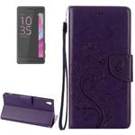 For Sony Xperia XA Ultra Flowers Embossing Horizontal Flip Leather Case with Holder & Card Slots & Wallet & Lanyard(Purple)