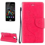 Flowers Embossing Horizontal Flip Leather Case for Wiko U Feel, with Holder & Card Slots & Wallet & Lanyard(Magenta)