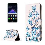 For Huawei  P8 Lite (2017) Little Blue Butterfly Pattern Horizontal Flip Leather Protective Case with Holder & Card Slots & Wallet