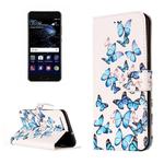 For Huawei  P10 Little Blue Butterfly Pattern Horizontal Flip Leather Protective Case with Holder & Card Slots & Wallet