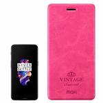 MOFI VINTAGE for OnePlus 5 Crazy Horse Texture Horizontal Flip Leather Case with Holder & Card Slot(Magenta)