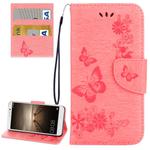 For Huawei  Mate 9 Butterflies Embossing Horizontal Flip Leather Case with Holder & Card Slots & Wallet & Lanyard (Pink)