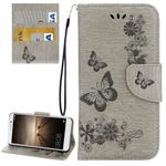 For Huawei  Mate 9 Butterflies Embossing Horizontal Flip Leather Case with Holder & Card Slots & Wallet & Lanyard (Grey)