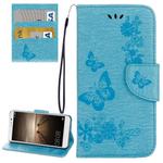 For Huawei  Mate 9 Butterflies Embossing Horizontal Flip Leather Case with Holder & Card Slots & Wallet & Lanyard (Blue)