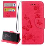 For Sony Xperia E5 Butterflies Embossing Horizontal Flip Leather Case with Holder & Card Slots & Wallet & Lanyard(Red)