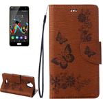 Pressed Flowers Butterfly Pattern Horizontal Flip Leather Case for Wiko U Feel Lite, with Magnetic Buckle & Holder & Card Slots & Wallet(Brown)