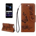 For Huawei  P10 Plus Butterflies Embossing Horizontal Flip Leather Case with Holder & Card Slots & Wallet & Lanyard(Brown)