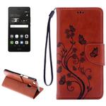 For Huawei  P9 Lite Butterflies Embossing Horizontal Flip Leather Case with Holder & Card Slots & Wallet & Lanyard(Brown)