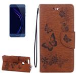 For Huawei  Honor 8 Butterflies Embossing Horizontal Flip Leather Case with Holder & Card Slots & Wallet & Lanyard(Brown)