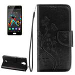 Pressed Flowers Horizontal Flip Leather Case for Wiko U Feel Lite, with Magnetic Buckle & Holder & Card Slots & Wallet(Black)