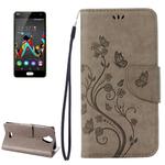 Pressed Flowers Horizontal Flip Leather Case for Wiko U Feel Lite, with Magnetic Buckle & Holder & Card Slots & Wallet(Grey)
