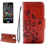 Pressed Flowers Horizontal Flip Leather Case for Wiko U Feel Lite, with Magnetic Buckle & Holder & Card Slots & Wallet(Brown)