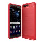 For Huawei  P10  Brushed Carbon Fiber Texture Shockproof TPU Protective Cover Case(Red)