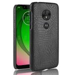 Shockproof Crocodile Texture PC + PU Case for Motorola Moto G7 Play (Black)