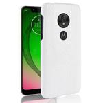 Shockproof Crocodile Texture PC + PU Case for Motorola Moto G7 Play (White)