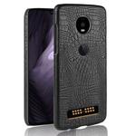 Shockproof Crocodile Texture PC + PU Case for Motorola Moto Z4 Play (Black)