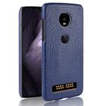Shockproof Crocodile Texture PC + PU Case for Motorola Moto Z4 Play (Blue)
