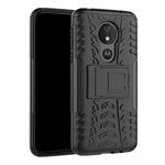 Tire Texture TPU+PC Shockproof Case for Motorola Moto G7 Power, with Holder (Black)