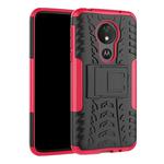 Tire Texture TPU+PC Shockproof Case for Motorola Moto G7 Power, with Holder (Pink)