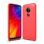 Brushed Texture Carbon Fiber TPU Case for Motorola Moto G7 Power EU Version(Red)