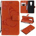 Butterfly Embossing Pattern Horizontal Flip Leather Case for Motorola Moto G7 Play, with Card Slot & Holder & Wallet & Lanyard (Orange)