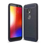 For Motorola Moto E5 Play Brushed Texture Carbon Fiber Shockproof TPU Protective Back Case (Navy Blue)