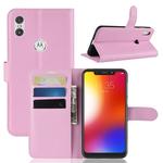 Litchi Texture Horizontal Flip Leather Case for Motorola One (P30 Play), with Holder & Card Slots & Wallet(Pink)