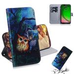 Oil Painting Owl Pattern Coloured Drawing Horizontal Flip Leather Case for Motorola Moto G7 Play, with Holder & Card Slots & Wallet
