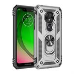 Armor Shockproof TPU + PC Protective Case for Motorola Moto G7 Play, with 360 Degree Rotation Holder (Silver)