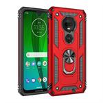 Armor Shockproof TPU + PC Protective Case for Motorola Moto G7, with 360 Degree Rotation Holder (Red)