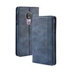 Magnetic Buckle Retro Texture Horizontal Flip Leather Case for Motorola Moto G7 Power (EU Version), with Holder & Card Slots & Wallet (Blue)