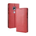 Magnetic Buckle Retro Texture Horizontal Flip Leather Case for Motorola Moto G7, with Holder & Card Slots & Wallet (Red)