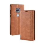 Magnetic Buckle Retro Texture Horizontal Flip Leather Case for Motorola Moto G7, with Holder & Card Slots & Wallet (Brown)