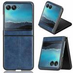 For Motorola Moto Razr 40 Ultra Sewing Cow Pattern Skin PC + PU + TPU Phone Case (Blue)