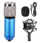 BM-800 3.5mm Studio Recording Wired Condenser Sound Microphone with Shock Mount, Compatible with PC / Mac for Live Broadcast Show, KTV, etc.(Blue)