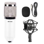 BM-800 3.5mm Studio Recording Wired Condenser Sound Microphone with Shock Mount, Compatible with PC / Mac for Live Broadcast Show, KTV, etc.(White)