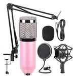 BM-800 Network K-Song Dedicated High-end Metal Shock Mount Microphone Set(Pink)