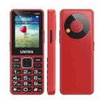 UNIWA V2000 Elder Keypad Phone, 2.4 inch Unisoc T107, 1700mAh Battery, LED Flashlight, SOS, Network: 4G, EU Plug (Red)