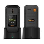 UNIWA V909T Flip Phone, 2.8 inch + 1.77 inch, UNISOC Tiger T107, Support Bluetooth, FM, Network: 4G, SOS, with Charge Dock Base(Black)