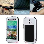 LOVE MEI for HTC One E8 Powerful Waterproof Dustproof Shockproof Anti-slip Metal Protective Case(White)