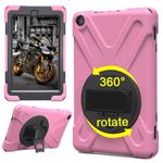 For Amazon Fire HD 8 inch (2017) 360 Degree Rotation PC + Silicone Protective Case with Holder & Hand-strap (Pink)