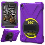 For Amazon Fire HD 8 inch (2017) 360 Degree Rotation PC + Silicone Protective Case with Holder & Hand-strap (Purple)